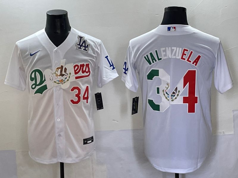 Men 2025 Los Angeles Dodgers #34 Valenzuela White Nike MLB Jersey style 70310